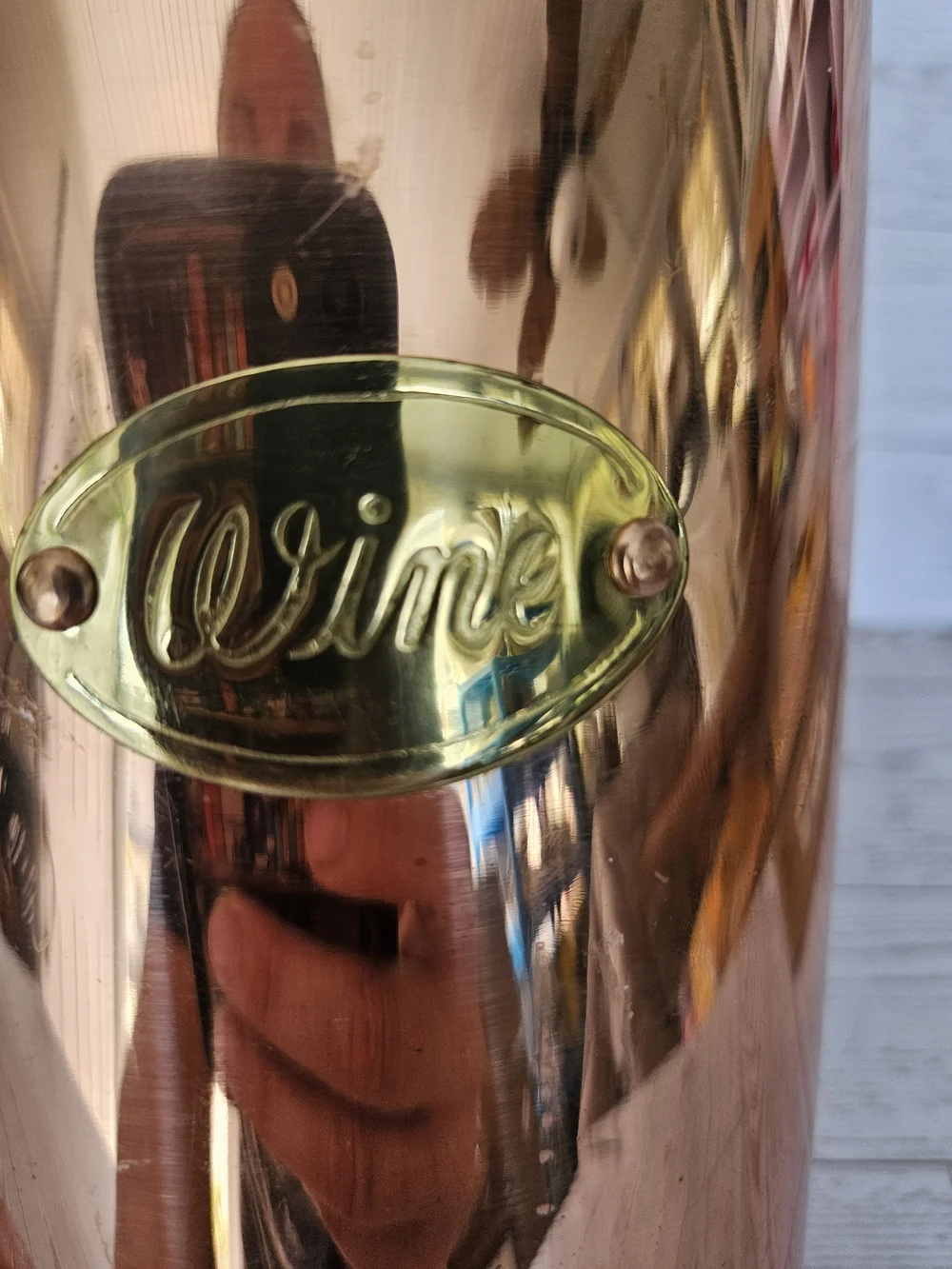 Copper Tone Wine Cooler Ice Bucket with Brass Plaque